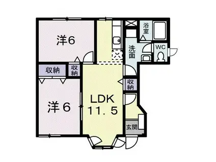エスポワールD(2LDK/1階)の間取り写真