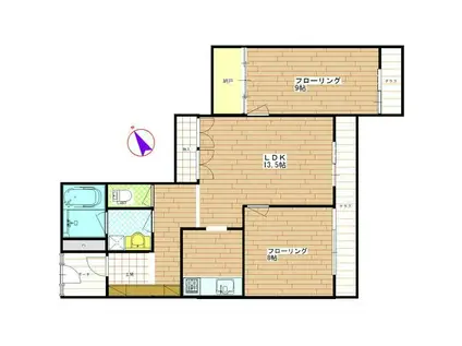 パティオ駒岡本館(2LDK/2階)の間取り写真