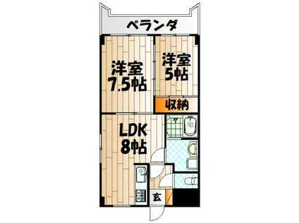 ロイヤルエレガンス(2LDK/13階)の間取り写真