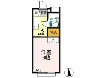 第一イースト(1K/2階)の間取り写真