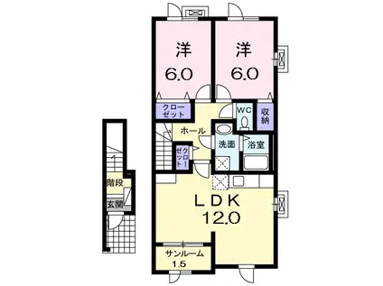 クオーレ(2LDK/2階)の間取り写真