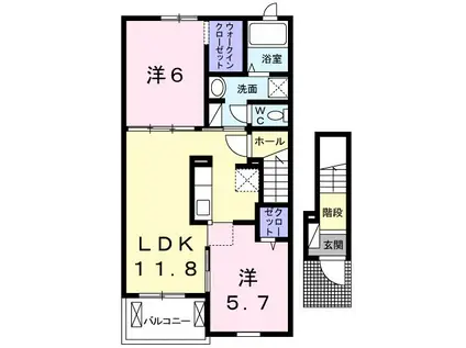 セイバリーVI(2LDK/2階)の間取り写真