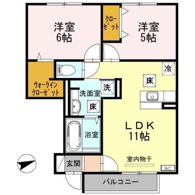 YS コトブキ(2LDK/1階)の間取り写真
