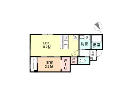 FELICE久方II(1LDK/1階)の間取り写真