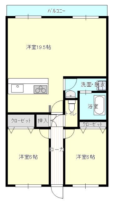 アンピール大黒(2LDK/2階)の間取り写真