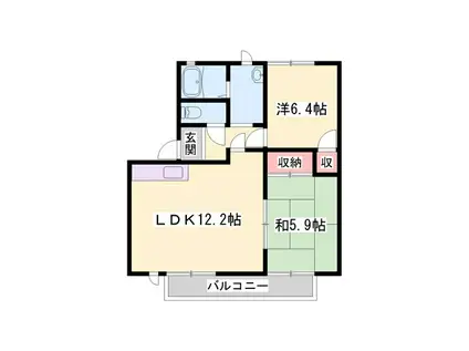 フレグランス大江島B棟(2LDK/2階)の間取り写真