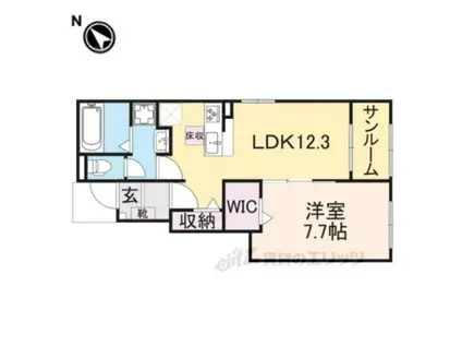 カーサKスワン2(1LDK/1階)の間取り写真