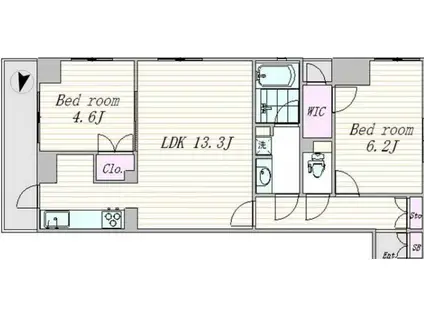 フィールA飯田橋(2LDK/2階)の間取り写真