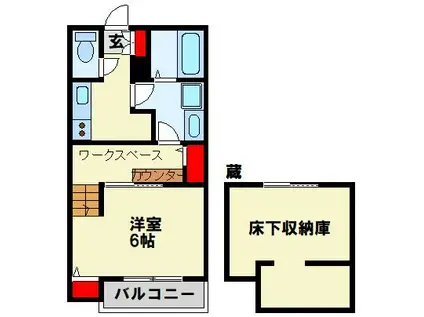 ブランシェ三萩野(1K/1階)の間取り写真