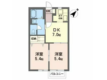 ファミーユ境山I(2DK/1階)の間取り写真