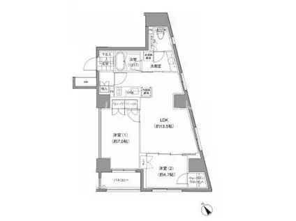 JP NOIE 小石川富坂(2LDK/15階)の間取り写真