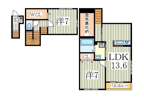 BELLE LEADおおたかの森I(2LDK/2階)の間取り写真