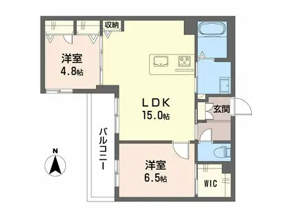 エスペランサ北田辺II(2LDK/2階)の間取り写真