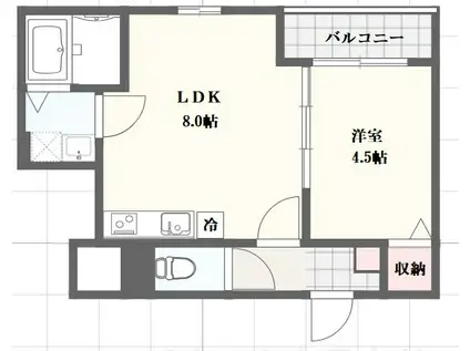 アーバンコート加古川(1LDK/1階)の間取り写真
