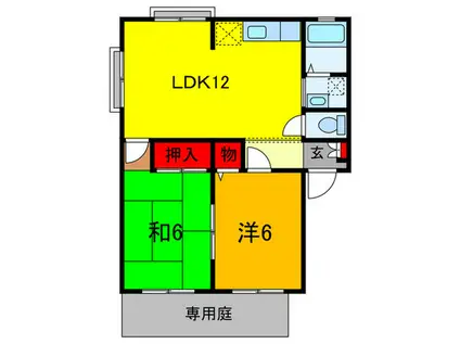 ハイツカルム(2LDK/1階)の間取り写真
