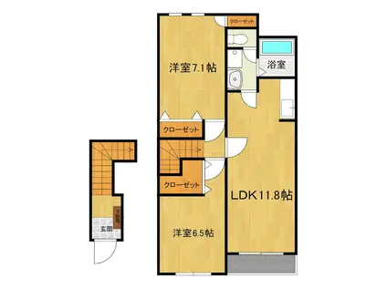 アビタシオン本郷町(2LDK/2階)の間取り写真