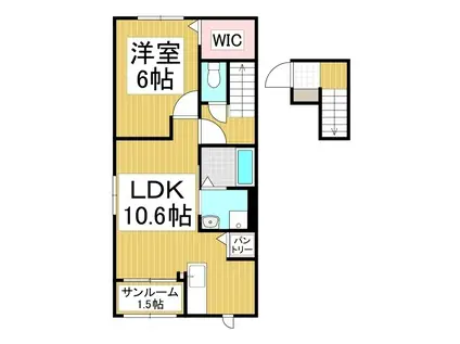 セレーノ岡谷(1LDK/2階)の間取り写真