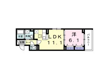 ハイダウェイホーム茨木(1LDK/1階)の間取り写真