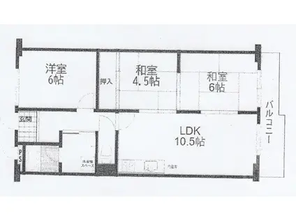 南千里グリーンハイツ(2LDK/4階)の間取り写真