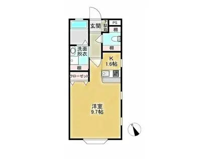 MIRUTEI(1K/1階)の間取り写真