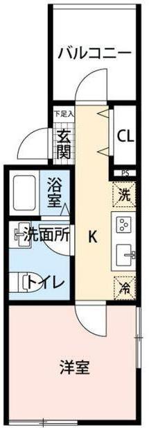 フルールチバ(1K/1階)の間取り写真