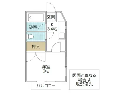 リオメゾン(1K/2階)の間取り写真