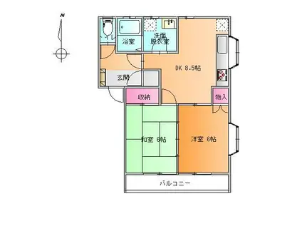 キヨガーデンハウス(2DK/2階)の間取り写真