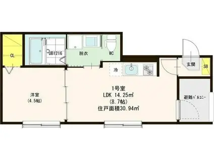 ハーモニーテラス中郷II(1LDK/3階)の間取り写真