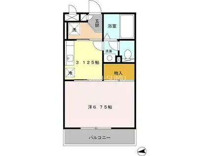 TOWN COURT大岡(1K/2階)の間取り写真