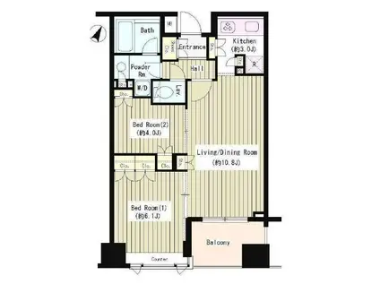 コクヨーレ日本橋(2LDK/3階)の間取り写真