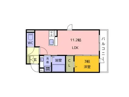 クレール(1LDK/2階)の間取り写真