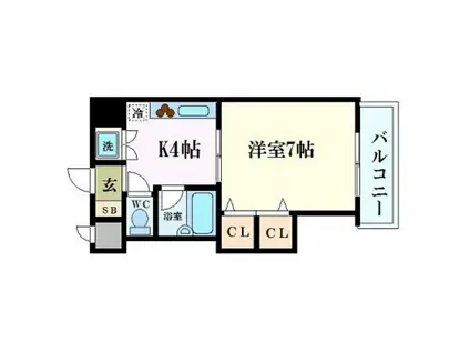 ベルレージュ二葉の里(1K/8階)の間取り写真