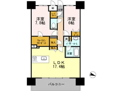 ロイヤルパークスERささしま イースト(2LDK/18階)の間取り写真
