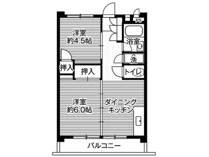 ビレッジハウス向台タワー1号棟(2DK/4階)の間取り写真