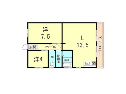 滝谷グリーンハイツ(2LDK/3階)の間取り写真