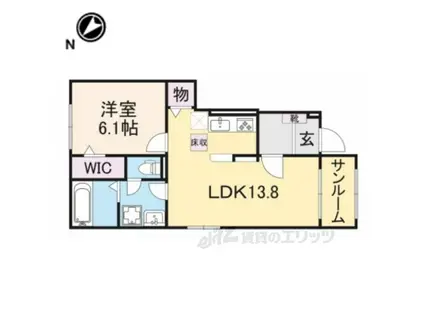 豊郷サンライフ2(1LDK/1階)の間取り写真