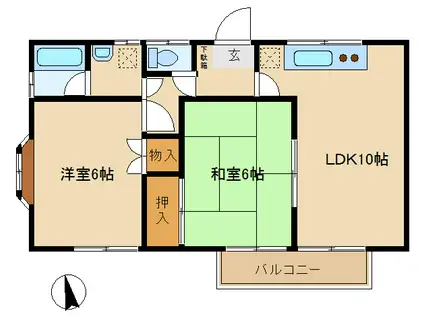プリムローズ(2LDK/1階)の間取り写真
