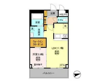 グランアコールII(1LDK/3階)の間取り写真
