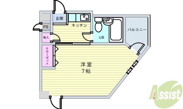 アルビオン(ワンルーム/2階)の間取り写真