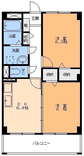 サンライト 竹原(2DK/5階)の間取り写真