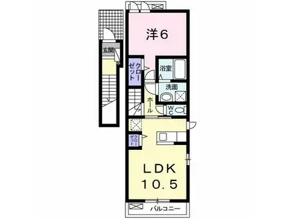 シャンドールII(1LDK/2階)の間取り写真