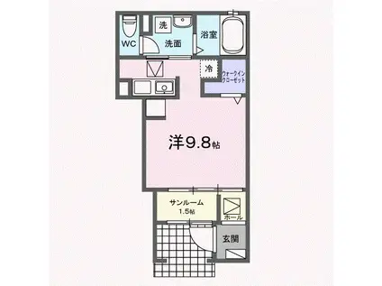サンライズ24(ワンルーム/1階)の間取り写真