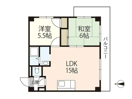 カルチェヴェールE棟(2LDK/7階)の間取り写真