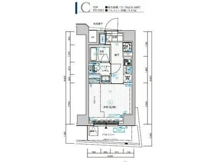 メインステージ横濱東口(1K/4階)の間取り写真