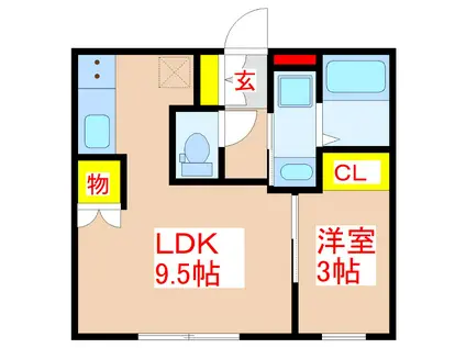 COCORU(1LDK/3階)の間取り写真