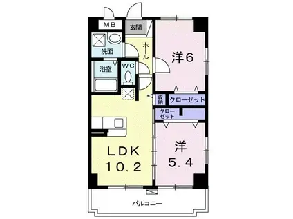 ハーモニー(2LDK/5階)の間取り写真