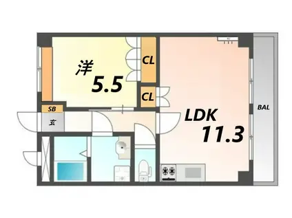 グラッチェI番館(1LDK/2階)の間取り写真