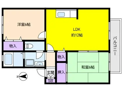 プレステ-ジ芦屋(2LDK/2階)の間取り写真