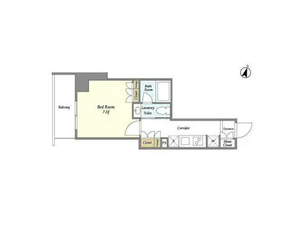 BPRレジデンス御嶽山(1K/1階)の間取り写真