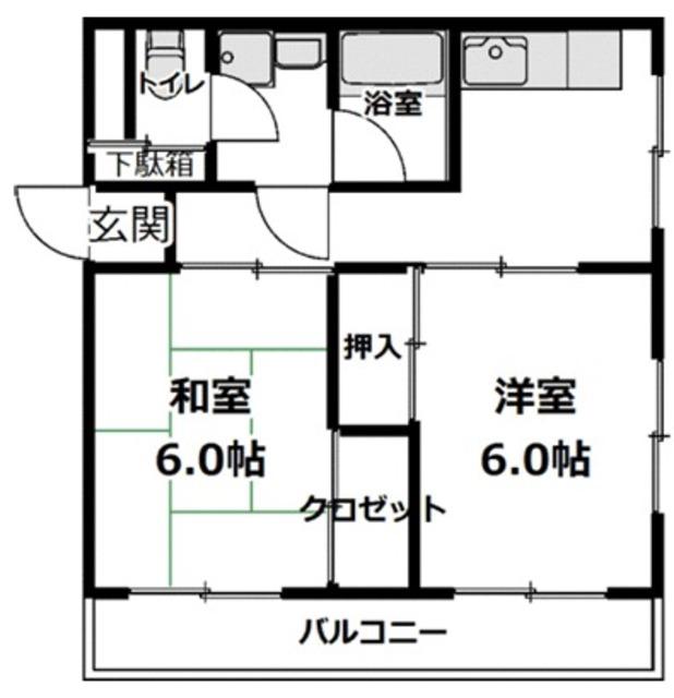 笹木コーポ(2K/3階)の間取り写真